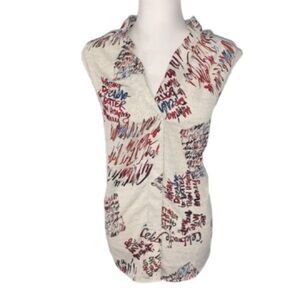NIC+ZOE Multicolor Script Blouse